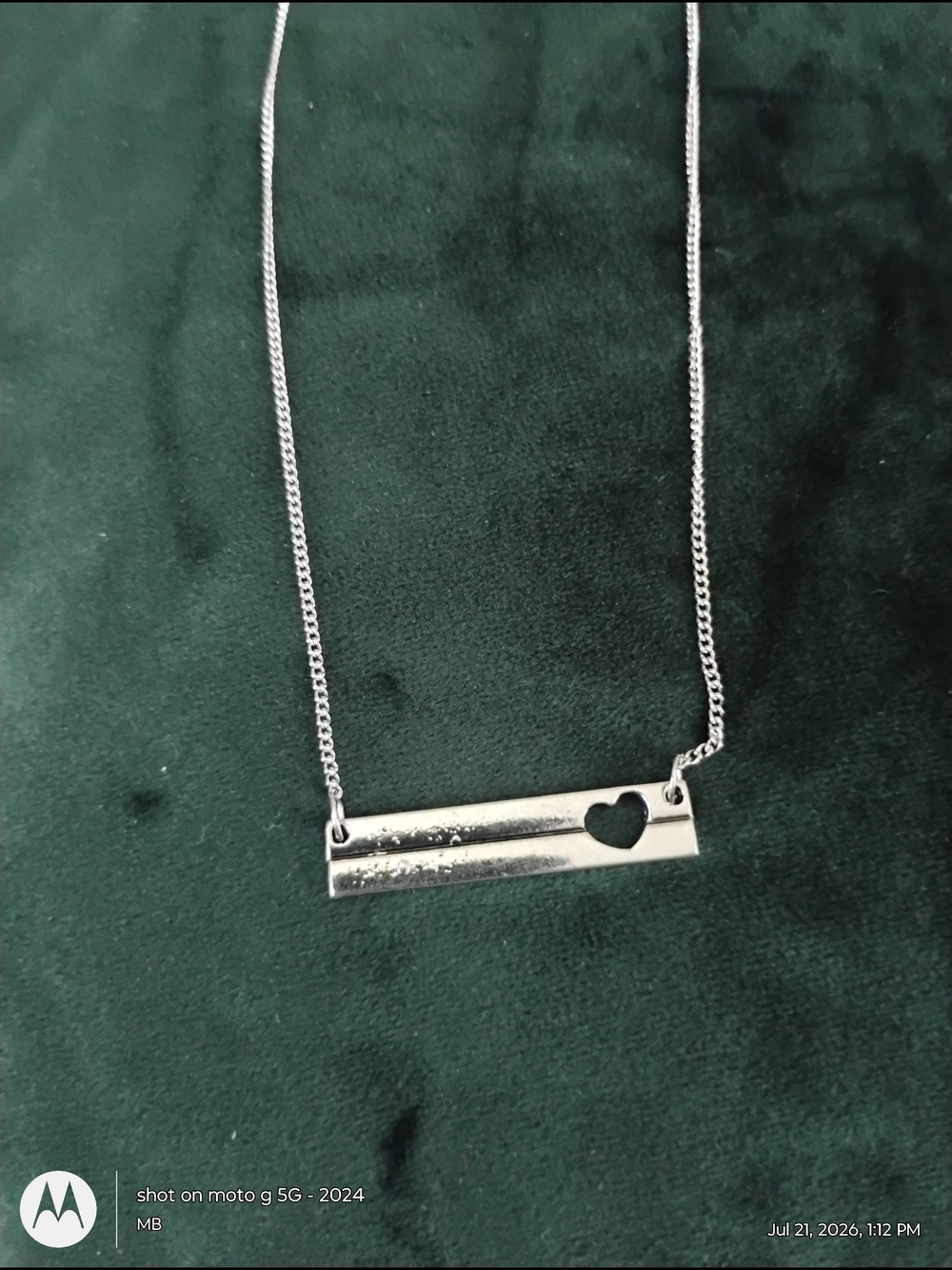 paparazzi Silver Heart Cutout Bar Necklace